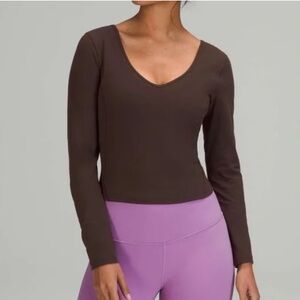 lululemon align long sleeve crop in brown